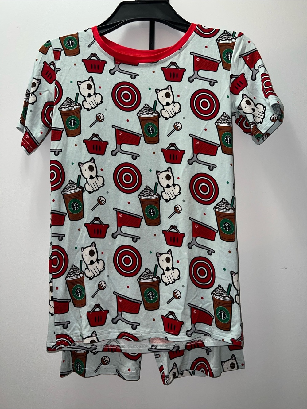 Target Coffee & Shopping Print Pajama Set - Red Trim